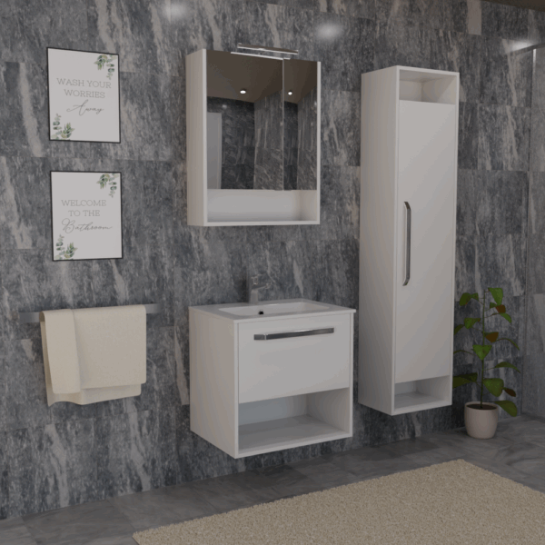 Kupaonski blok Piedra Smart 60 Bijelo mat - Slika 2